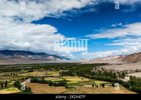 Vue sur la vallée de l'Indus à Ladakh, Inde Banque D'Images