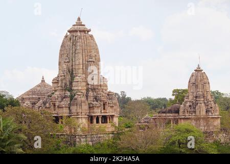 View of Kumbha Shyam Temple and Poeter Meera Temple, Chittorgarh Fort, Chittorgarh, Rajasthan, India. Stock Photo