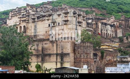 View of Garh Palace, Taragarh Fort, Bundi, Rajasthan, India. Stock Photo