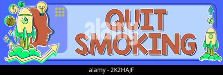 Affichage conceptuel cesser de fumer. Le concept d'entreprise qui interrompt ou arrête l'usage de la dépendance au tabac Banque D'Images