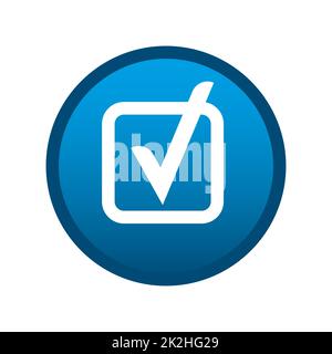 Icône de média rond coche de vote sur fond blanc - Vector Banque D'Images