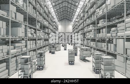 rendu d'entrepôt automatisé 3d Banque D'Images