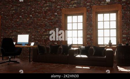 Bureau à domicile avec ordinateur Banque D'Images