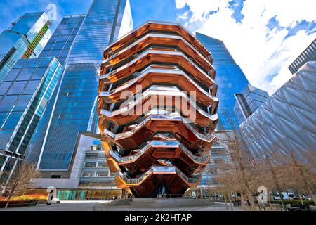 New York Hudson yards vue sur l'architecture futuriste Banque D'Images