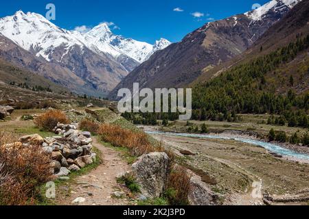 Ancienne route commerciale vers le Tibet depuis la vallée de Sangla. Himachal Pradesh, Inde Banque D'Images