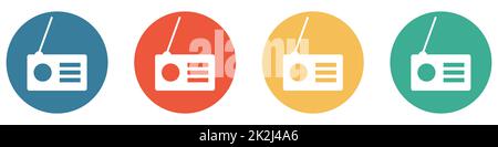 Bannière colorée avec 4 boutons : radio Banque D'Images