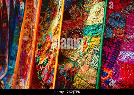Tissu indien à motifs indiens. Banque D'Images