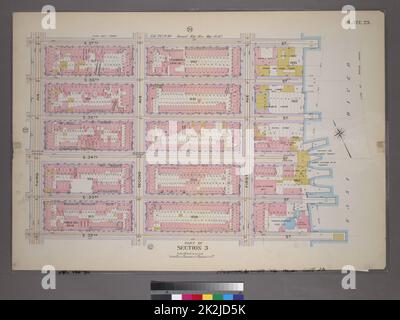 Cartographie, cartes. 1899. Lionel Pincus et Princess Firyal Map Division. Manhattan (New York, N.Y.), immeuble , New York (État) , New York plate 23, partie de la section 3 : délimitée par la rue E. 37th, (East River Piers) First Avenue, E. 32nd Street et Third Avenue Banque D'Images