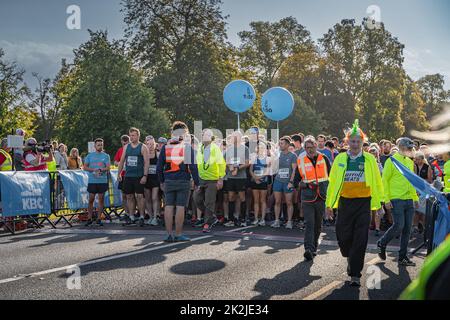 Dublin, Irlande. Septembre 2019 coureurs se prépare sur le départ pour le semi-marathon, KBC Dublin Race Series Banque D'Images