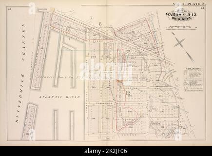 Cartographie, cartes. 1880. Lionel Pincus et Princess Firyal Map Division. Brooklyn (New York, N.Y.), immeubles , New York (État) , New York vol. 5. Plate, N. carte reliée par Hamilton Ave., Carroll St., Columbia St., Verona St., East River; Y compris India St., Atlantic Basin, Summit St., Rapelyea St., Woodhull St., Bowne St., Seabring St., Commerce St., Delevan St., North Pier, South Pier, commercial Wharf, Imlay St., Van Brunt St., Richards St., Dwight St. Banque D'Images