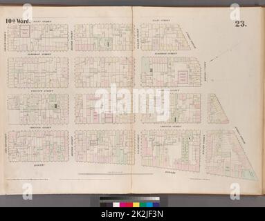 Cartographie, cartes. 1852. Lionel Pincus et Princess Firyal Map Division. Manhattan (New York, New York), immeuble , New York (État) , New York, assurance-incendie planche 23: Carte délimitée par Bowery, Grand Street, Allen Street, Division Street Banque D'Images