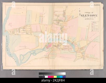 Cartographie, cartes. 1891. Lionel Pincus et Princess Firyal Map Division. Queens Comté (New York) Planche 25 : village de Glen Cove, ville d'Oyster Bay. Banque D'Images