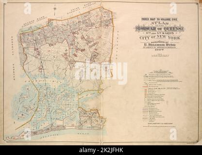 Cartographie, cartes. 1907. Lionel Pincus et la princesse Firyal carte de division Index carte au volume: One, Atlas du Borough of Queens. Quatrième et cinquième quartiers. Ville de New York. Publié par E. Belcher Hyde, 97 Liberty St., Brooklyn Borough. 1907. Banque D'Images