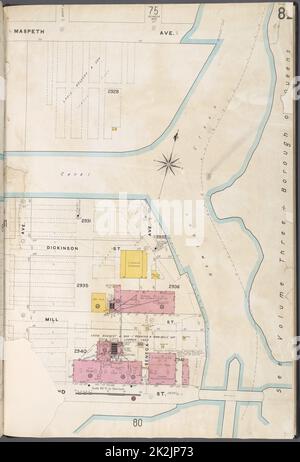 Cartographie, cartes. 1884 - 1936. Lionel Pincus et Princess Firyal Map Division. Assurance incendie , New York (État), immobilier , New York (État), Villes et villages , New York (État) Brooklyn V. 9, plaque no 82 carte délimitée par Maspeth Ave., Newtown Creek, Grand St., Scott Ave Banque D'Images