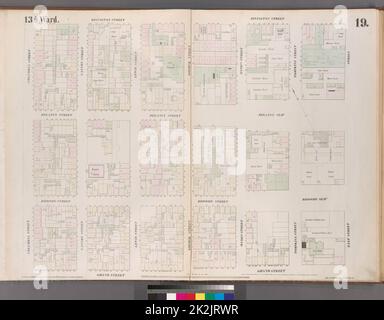 Cartographie, cartes. 1852. Lionel Pincus et Princess Firyal Map Division. Manhattan (New York, New York), immeuble , New York (État) , New York, assurance-incendie planche 19: Carte délimitée par Rivington Street, East Street, Grand Street, Columbia Street Banque D'Images