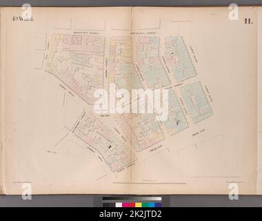 Cartographie, cartes. 1852. Lionel Pincus et Princess Firyal Map Division. Manhattan (New York, New York), immobilier , New York (État) , New York, assurance incendie planche 11: Carte délimitée par Cliff Street, Frankfort Street, Pearl Street, Oak Street, Roosevelt Street, South Street, Peck Slip, Ferry Street Banque D'Images