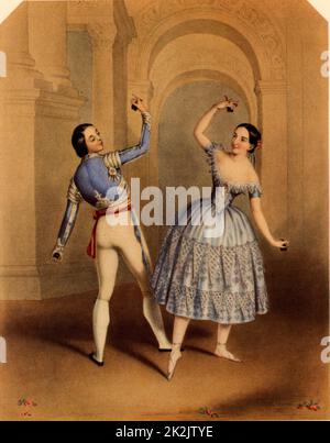 Carlotta Grisi (1819-1899), danseur de ballet italien dans la partie nom de 'Giselle' dans le ballet d'Adolphe Adam, un rôle qu'elle a créé à l'Opéra de Paris en 1841. Banque D'Images