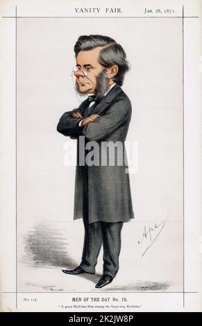 Thomas Henry Huxley (18231883) biologiste britannique. Le plus fervent partisan de Darwin dans le débat sur l'évolution par la sélection naturelle. Caricature de 'APE' (C.Pellegrini) de 'Vanity Fair', janvier 1871 Banque D'Images