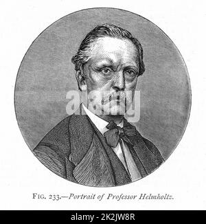 Hermann Ludwig Ferdinand von Helmholtz (1821-1894). Physicien et physiologiste allemand. Opthalmascope. Publié 1876 Gravure Banque D'Images