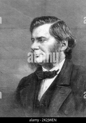 Thomas Henry Huxley (1823-1883) biologiste britannique, 1871. Huxley à l'époque de sa présidence de l'Association britannique pour l'avancement des sciences. A été connu sous le nom de 'Marwin's bulldog' pour son championnat de l'évolution par la sélection naturelle après la publication de Darwin 'sur l'origine des espèces' en 1859. De « The Illustrated London News ». (Londres, 17 septembre 1870). Gravure. Banque D'Images