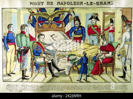 Mort de Napléon le Grand, 5 mai 1821. Imprimé français populaire Banque D'Images