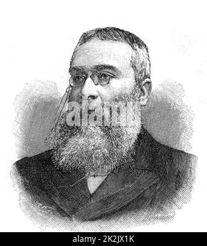Walter Besant (1836-1901) réformateur social anglais, romancier et rédacteur, né à Portsmouth, Hampshire. Premier président de la Société des auteurs (1884). Gravure de bois 1895. Banque D'Images