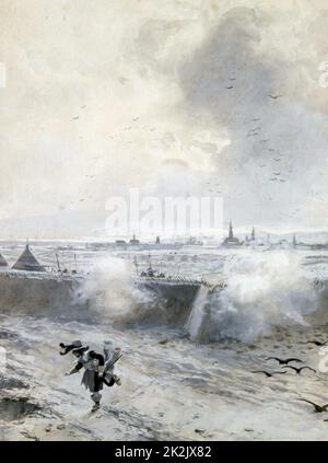 Bataille du Jutland le 31 mai - 1 juin 1916 (également appelée bataille de la Skagerrak) flotte britannique Jellicoe sous sciez sous la flotte allemande Scheer bataille mais pas totalement adhéré. Croiseur HMS 'Lion' entrée en action. Banque D'Images