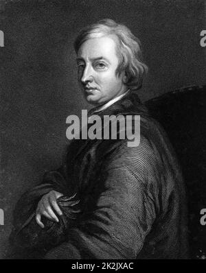 John Dryden (1631-1700) poète anglais. Poète lauréat 1668. Gravure après portrait par Thomas Hudson (1701-1779). Banque D'Images