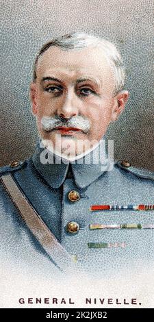 Robert Nivelle (1857-1924) général français. Commandant en chef de décembre 1916 à mai 1917 : remplacé par Petain. Carte Chromolithographe 1917 Banque D'Images