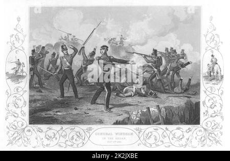 Guerre russo-turque (Crimée) 1853-1856. Siège de Sebastopol, octobre 1854 à septembre 1855. Le général Charles Ash Windham (1810-1870) lors de l'assaut britannique infructueux contre le Redan, le 8 septembre 1855. Gravure Banque D'Images