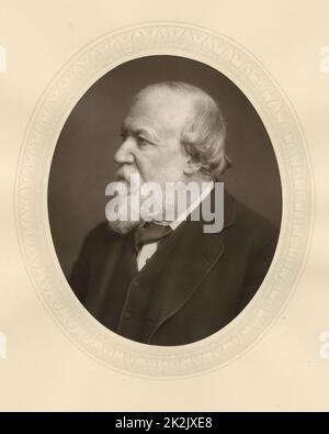 Robert Browning (1812-1889) poète et dramaturge anglais. Photographie de 'en of Mark', Londres c.1880. Type de bois Banque D'Images