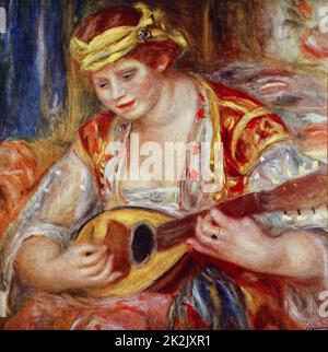 La peinture intitulée 'Femme avec une mandoline' par Pierre-Auguste Renoir (1841-1919) un artiste français. En date du 19e siècle Banque D'Images