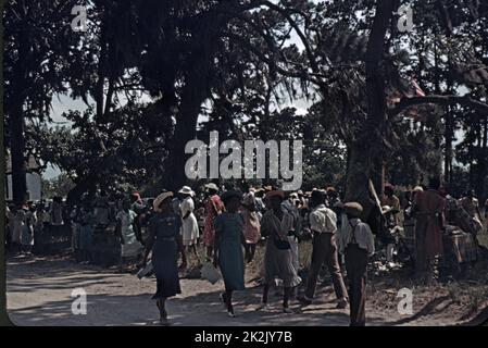 Une célébration du 4 juillet par un groupe d'Afro-Américains, île de Sainte-Hélène, Caroline du Sud, États-Unis. 1939 Banque D'Images