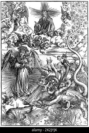 Le ciel et l'enfer par Dürer. Albrecht Dürer 1471 - 1528 peintre, graveur et théoricien de Nuremberg. Banque D'Images