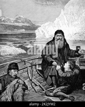 Le Dernier Voyage de Henry Hudson. Henry Hudson (ch. 1560 - 1611 ?) English sea explorer et navigator au début du 17e siècle. Après plusieurs voyages au nom des marchands anglais pour explorer un éventuel passage du nord-est de l'Inde, Hudson explore la région autour de la ville de New York moderne bien que la recherche d'une route de l'ouest vers l'Asie sous les auspices de la Dutch East India Company. Banque D'Images