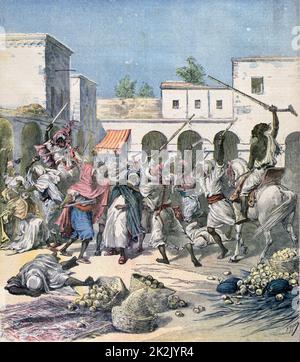 Maroc : assassinat de Ben-Memmer-SYA pour collaboration avec les Français. Du « petit Journal », Paris, 14 octobre 1891. Banque D'Images