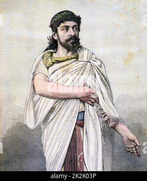 Jean Mounet-Sully (1841-1916) a célébré le tragedien français dans le rôle d'Oedipus dans 'l'Oedipe roi', la version française de la pièce de Sophocle de Jules Lecroix. Du « petit Journal », Paris, 17 septembre 1892. Banque D'Images