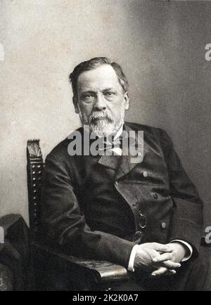 Louis Pasteur (1822-1895) chimiste et microbiologiste français. Fait des progrès considérables dans la cause et la prévention de la maladie. Mis au point des vaccins contre la rage et de l'Anthrax. Banque D'Images