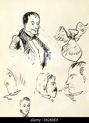 Self-portrait (1857-1858) par Charles Baudelaire (1821-1867) poète et critique d'art français. Plume et encre. Banque D'Images