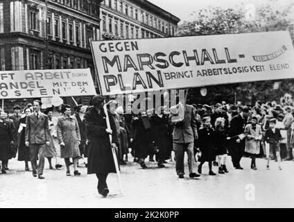 Démonstration plan Marshall en Allemagne 1948 Banque D'Images