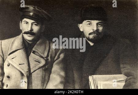 Vladimir Lénine et Joseph Staline ensemble en 1919 Banque D'Images