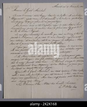 Lettre d'autographe écrite par Las cases au Grand Maréchal Bertrand sur Sainte-Hélène. Mannheim, 15 novembre 1818 Las cases adresse l'empereur, lui donnant des nouvelles de sa famille et du roi de Rome. Page 1 po-8° Banque D'Images