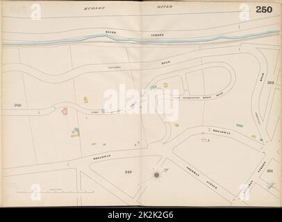 Cartographie, cartes. 1893. Lionel Pincus et Princess Firyal Map Division. Assurance-incendie , New York (État), immobilier , New York (État), Villes et villages , New York (État) Manhattan, V. 11 1/2, Double page plaque no 250 carte délimitée par Hudson River, Dyckman St. Banque D'Images