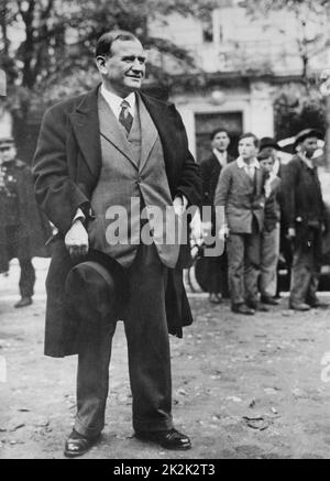 Portrait d'Edouard Daladier, homme d'État français, ministre sous la troisième République pendant la période de l'entre-deux-guerres. Ici à l'ouverture du Congrès radical à Grenoble en novembre 1930. Banque D'Images