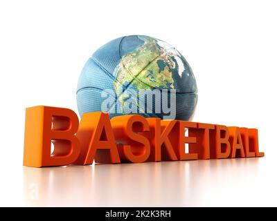 Basket-ball avec texture Terre. 3D illustration Banque D'Images