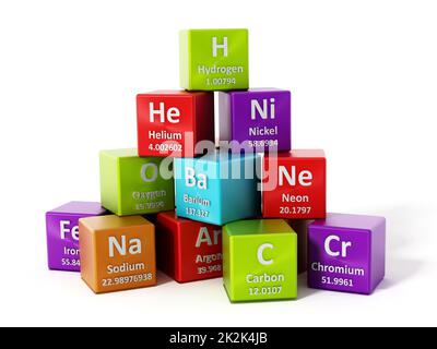 Éléments de la table périodique. 3D illustration Banque D'Images