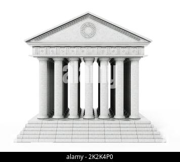Vieux temple grec isolé sur fond blanc. 3D illustration Banque D'Images