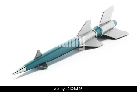 Missile isolé sur fond blanc. 3D illustration Banque D'Images