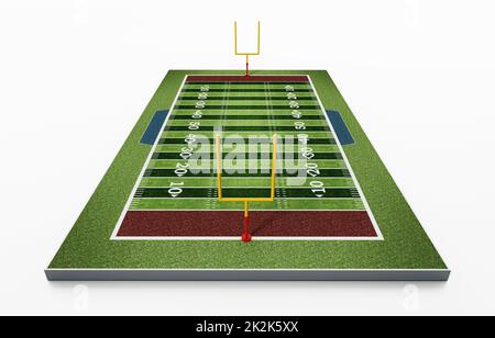 Terrain de football américain isolé sur fond blanc. 3D illustration Banque D'Images