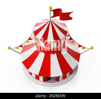 Tente de cirque isolée sur fond blanc. 3D illustration Banque D'Images